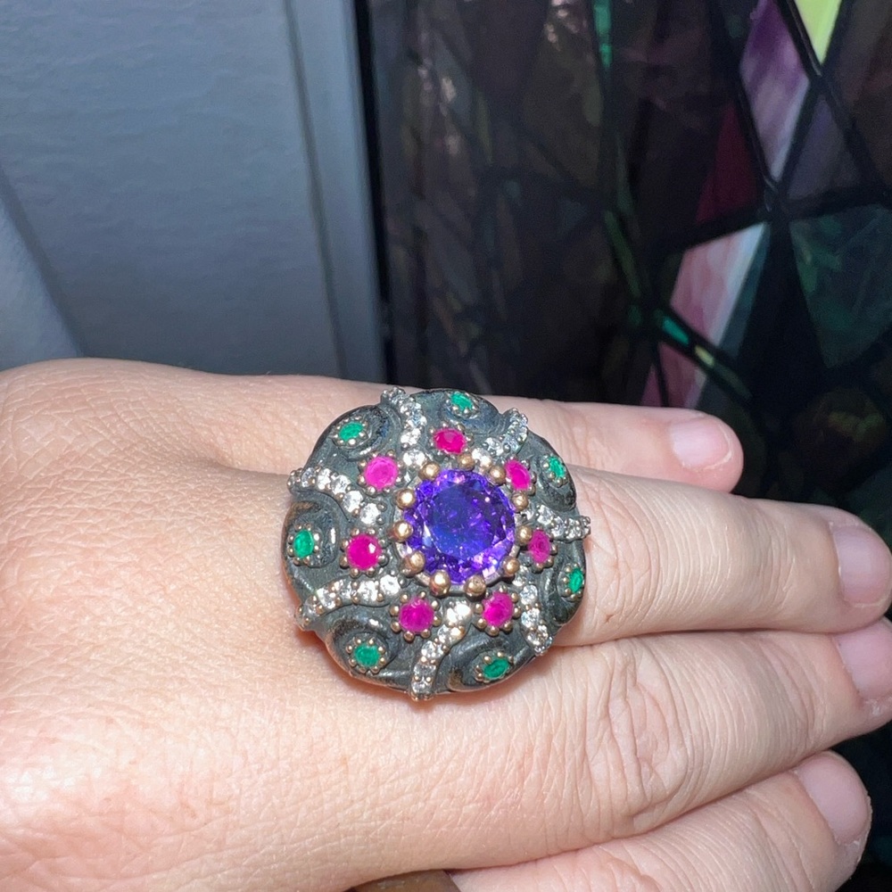 Elegant Multicolor Statement Ring From Turkey - image 2